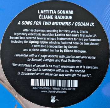 LP Eliane Radigue: A Song For Two Mothers / Occam IX LTD
