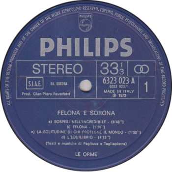LP Le Orme: Felona E Sorona