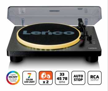 Hi-Fi Lenco LS-50LEDBK gramofon s reproduktory a LED osvětlením