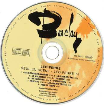 2CD Léo Ferré: Seul En Scène Léo Ferré 73