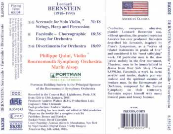 CD Leonard Bernstein: Serenade, Facsimile, Divertimento