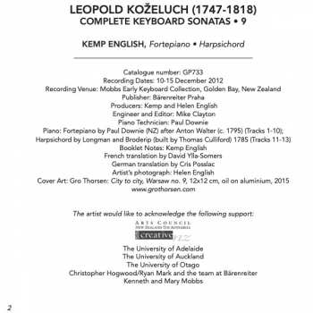 CD Leopold Koželuh: Complete Keyboard Sonatas - 9