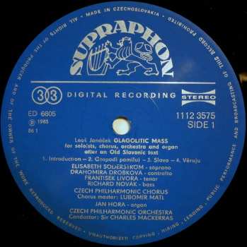 LP The Czech Philharmonic Orchestra: Mša Glagolskaja (Glagolitic Mass)