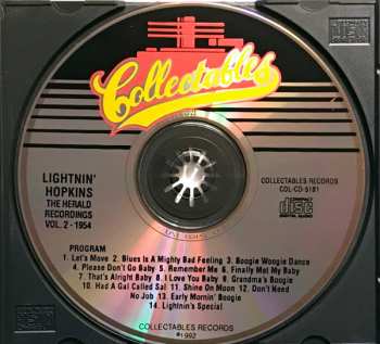 CD Lightnin' Hopkins: The Herald Recordings Vol. 2 - 1954