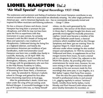 CD Lionel Hampton: Lionel Hampton Vol.2 "Air Mail Special" Original Recordings 1937-1946