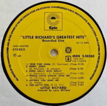 LP Little Richard: Little Richard's Greatest Hits Recorded Live