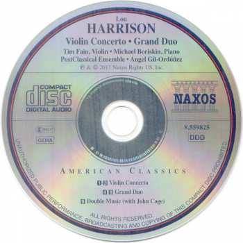 CD Lou Harrison: Violin Concerto • Grand Duo
