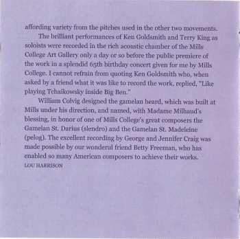 CD Lou Harrison: Double Concerto & Trio