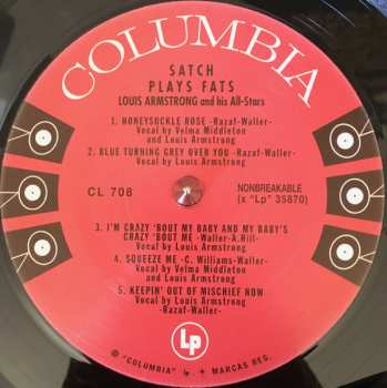 LP Louis Armstrong And His All-Stars: Satch Plays Fats: A Tribute To The Immortal Fats Waller By Louis Armstrong And His All-Stars LTD