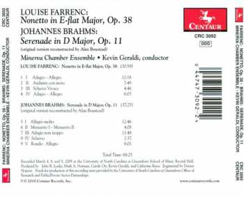 CD Johannes Brahms: Nonetto In E Flat Major, Op. 38 / Serenade In D Major, Op. 11
