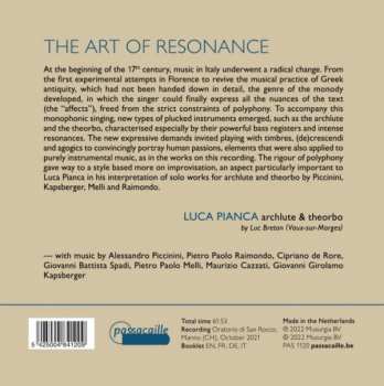CD Luca Pianca: The Art Of Resonance - Archlute & Theorbo Music Of The Italian Seicento