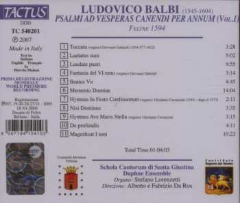 CD Ludovico Balbi: Psalmi Ad Vesperas Canendi Per Annum (Vol. 1)