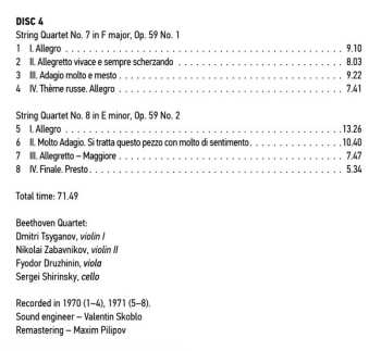 8CD/Box Set Ludwig van Beethoven: Ludwig Van Beethoven Quartets Performed By Beethoven Quartet