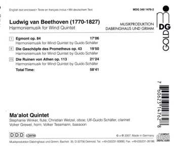 CD Ludwig van Beethoven: Harmoniemusik For Wind Quintet