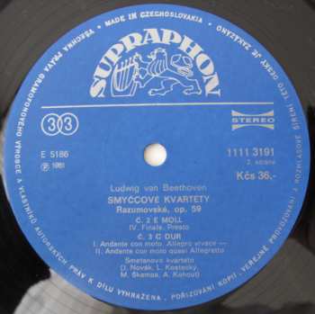 2LP Ludwig van Beethoven: Smyčcové Kvartety Op.59 Razumovské