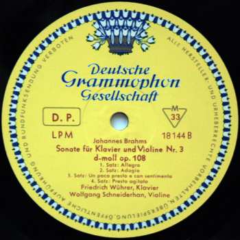 LP Ludwig van Beethoven: Sonate Für Klavier Und Violine Nr. 8 / Sonate Für Violone Und Klavier Nr. 3