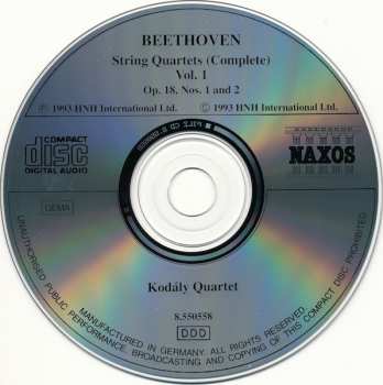 CD Ludwig van Beethoven: String Quartets (Complete) Vol. 1: Op. 18, Nos. 1 And 2