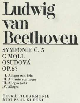 LP The Czech Philharmonic Orchestra: 5 · Symfonie C Moll Osudová (86 1)