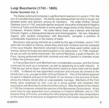 CD Luigi Boccherini: Guitar Quintets Vol. 3