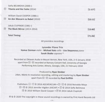 CD Lysander Piano Trio: Mirrors: 21st Century American Piano Trios