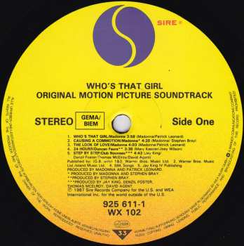LP Madonna: Who's That Girl (Original Motion Picture Soundtrack)