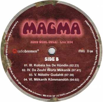 2LP Magma: Zühn Ẁöhl Ünsaï - Live 1974 LTD
