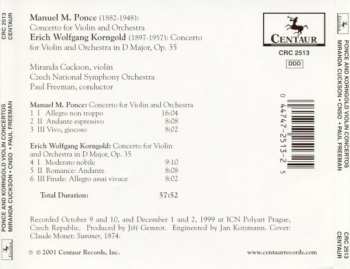 CD Erich Wolfgang Korngold: Ponce And Korngold Violin Concertos