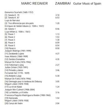 CD Marc Regnier: Zambra! Guitar Music Of Spain
