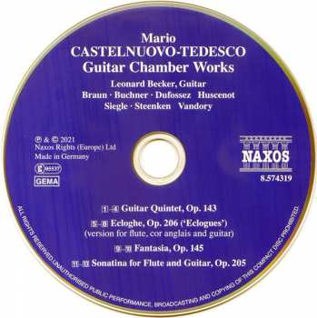 CD Mario Castelnuovo Tedesco: Guitar Chamber Works