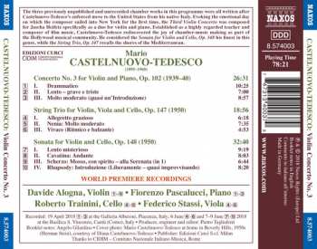 CD Mario Castelnuovo Tedesco: Violin Concerto No. 3 • String Trio • Sonata For Violin And Cello