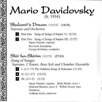 CD Riverside Symphony: Three Cycles On Biblical Texts (Shulamit's Dream / Scenes From Shir Ha-Shirim / Biblical Songs)