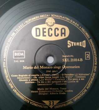 LP Mario del Monaco: Mario Del Monaco Singt Opernarien