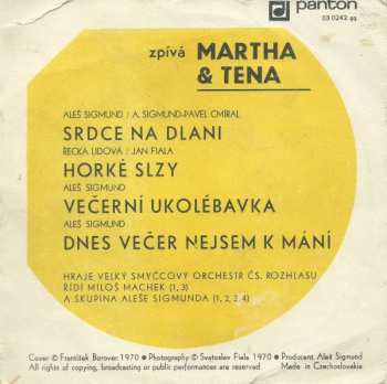 SP Martha A Tena Elefteriadu: Srdce Na Dlani • Horké Slzy • Večerní Ukolébavka • Dnes Večer Nejsem K Mání 