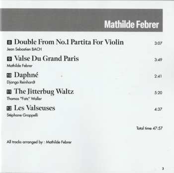 CD Mathilde Febrer: Milou En Mai (Hommage À Stéphane Grappelli)