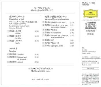 CD Maurice Ravel: Gaspard De La Nuit • Sonatine • Valses Nobles Et Sentimentales  LTD