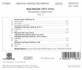 CD Max Reger: Die Großen Orgelwerke Vol. 4