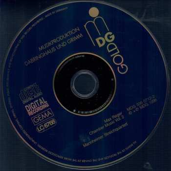 CD Max Reger: Chamber Music Vol. 2 String Quartet Op. 74, Trio Op. 141b