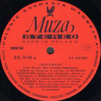 LP Mazowsze: The Polish Song And Dance Ensemble, Vol. 3