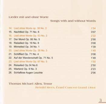 CD Felix Mendelssohn-Bartholdy: ﻿﻿Lieder Mit Und Ohne Worte (Songs With And Without Words)