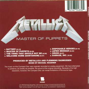 CD Metallica: Master Of Puppets DIGI