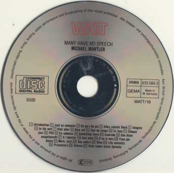 CD Michael Mantler: Many Have No Speech