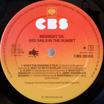 LP Midnight Oil: Red Sails In The Sunset