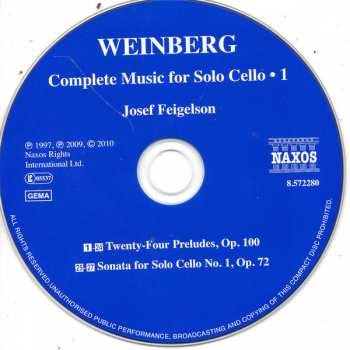 CD Mieczysław Weinberg: Complete Music For Solo Cello ● 1 - 24 Preludes ● Sonata No. 1
