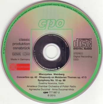 CD Mieczysław Weinberg: Violin Concerto Op. 42 ∙ Symphony No. 10 ∙ Rhapsody On Moldavian Themes
