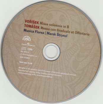 CD Jan Václav Hugo Voříšek: Missa Solemnis In B/ Messa Con Graduale Et Offertorio