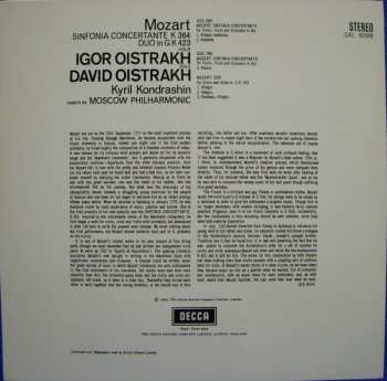 LP Wolfgang Amadeus Mozart: Sinfonia Concertante K.364 / Duo In G K.423