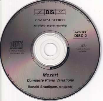 4CD Wolfgang Amadeus Mozart: Complete Piano Variations