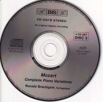 4CD Wolfgang Amadeus Mozart: Complete Piano Variations