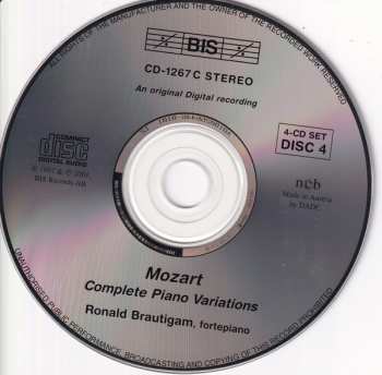 4CD Wolfgang Amadeus Mozart: Complete Piano Variations