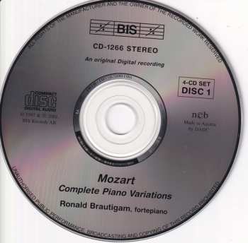 4CD Wolfgang Amadeus Mozart: Complete Piano Variations